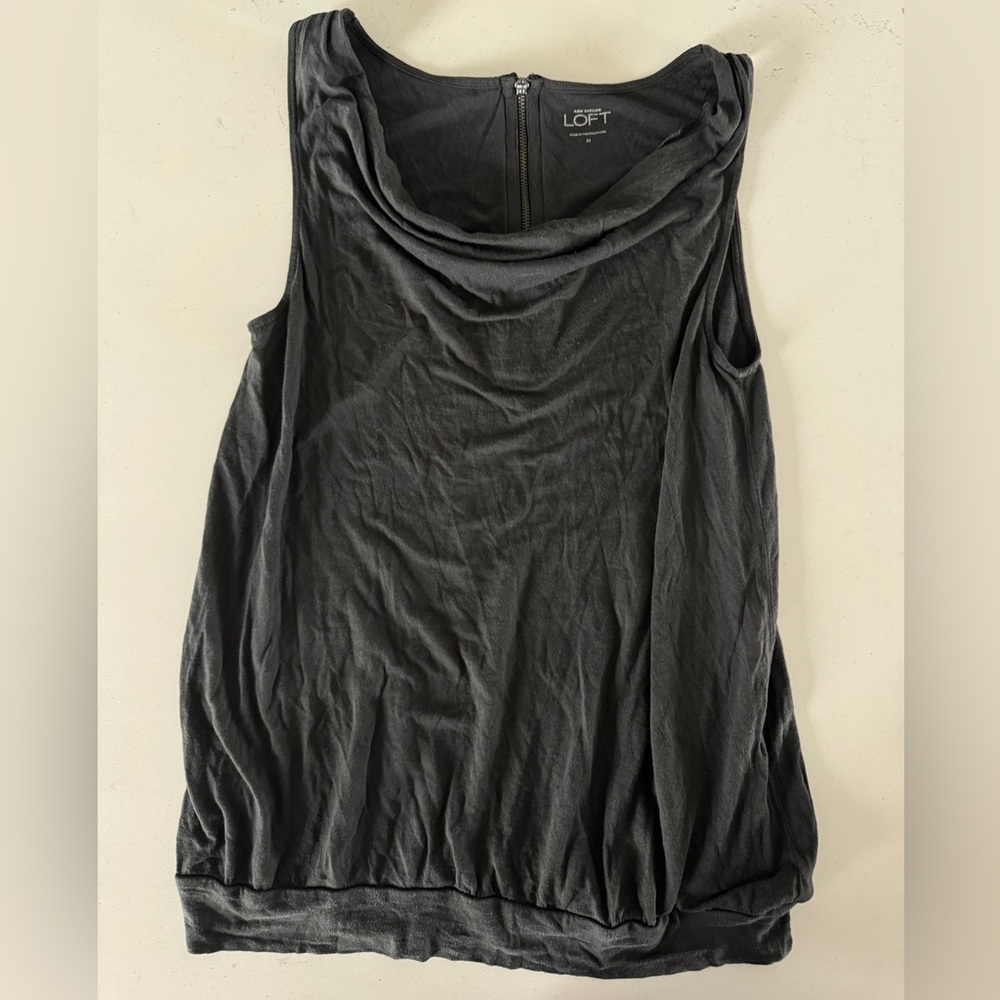 LOFT Black Sleeveless Cowl Neck Tank